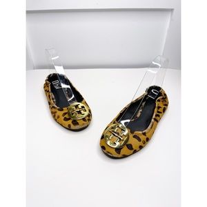 Tory Burch Reva Leopard Print Calf Hair Flat Shoes
